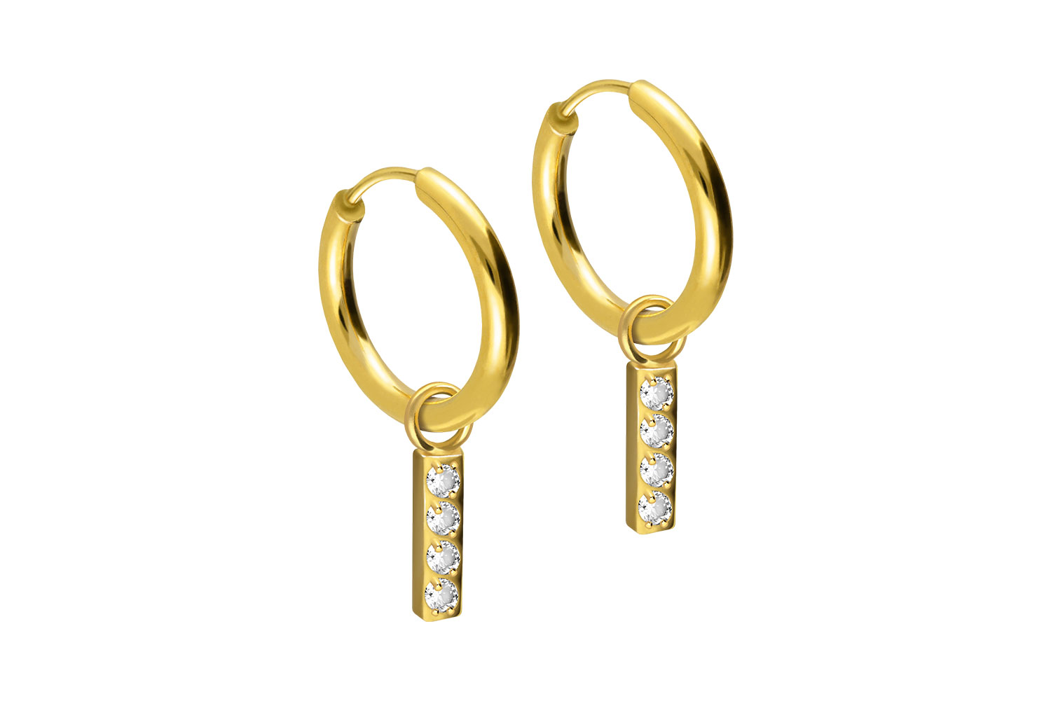 Chirurgenstahl Ohrclicker Creolen KRISTALLBALKEN von Piercingline